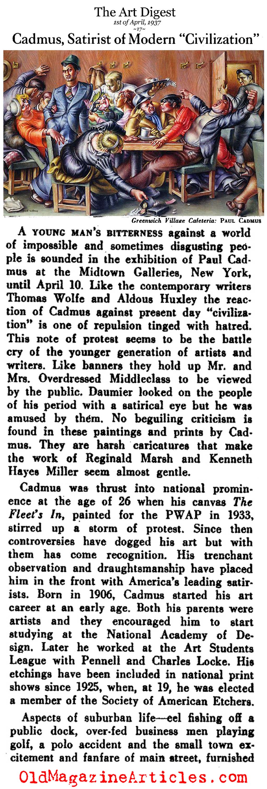 Artist Paul Cadmus (Art Digest, 1937)